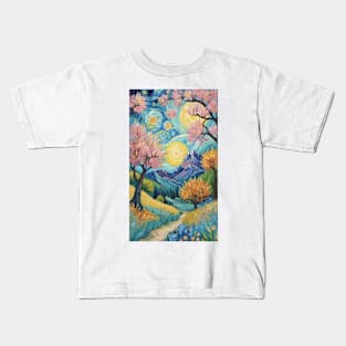 Starry Night Symphony: Van Gogh-Inspired Landscape Kids T-Shirt